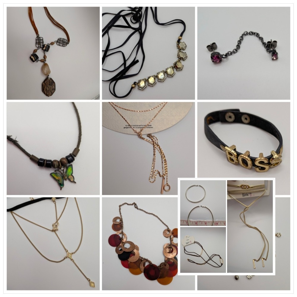Vtg Y2K Chunky Statement Mixed Costume Jewelry Lot Boho Goth Estate Junk Drawer